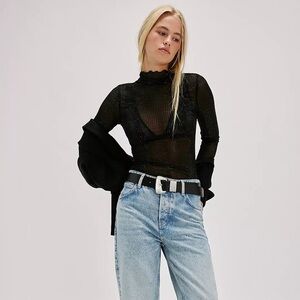 Free People Dance All Night Long Sleeve in Black